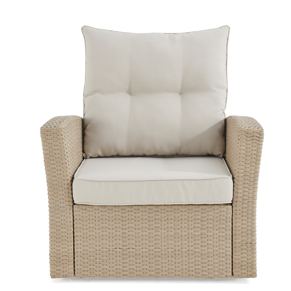 Alaterre Furniture Canaan All-Weather Wicker Outdoor Armchair with Cushions AWWC025CC